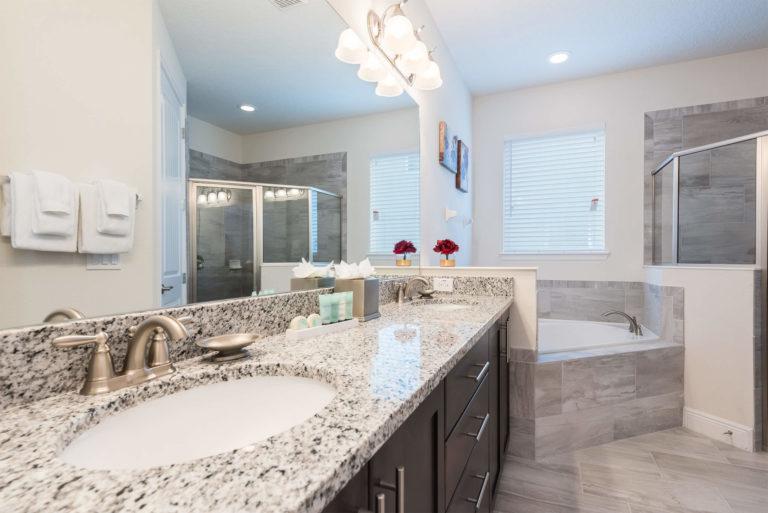Master bathroom in an Encore Resort at Reunion curated resort residence.