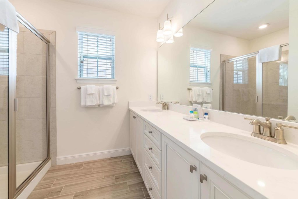 Spacious bathroom inside a Margaritaville Resort Orlando private cottage