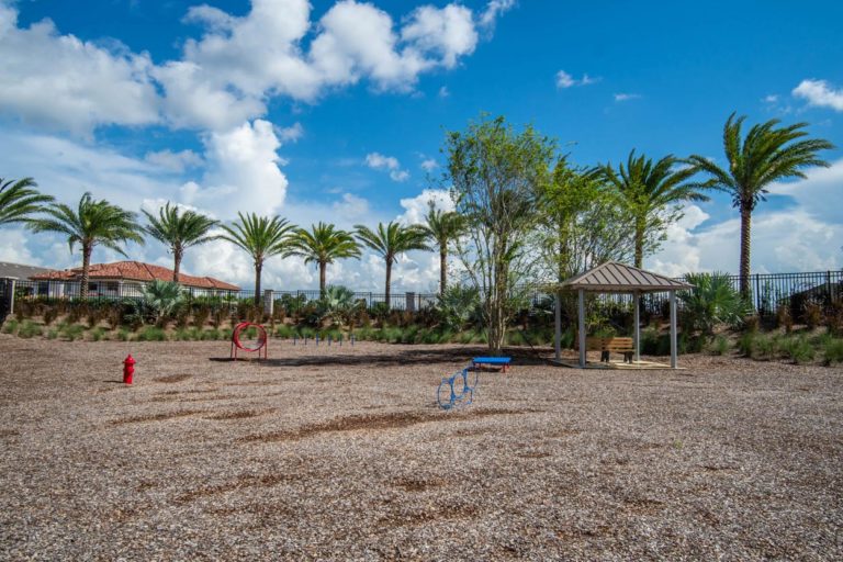 Dog park at The Bear’s Den Resort Orlando’s Golden Bear Park.