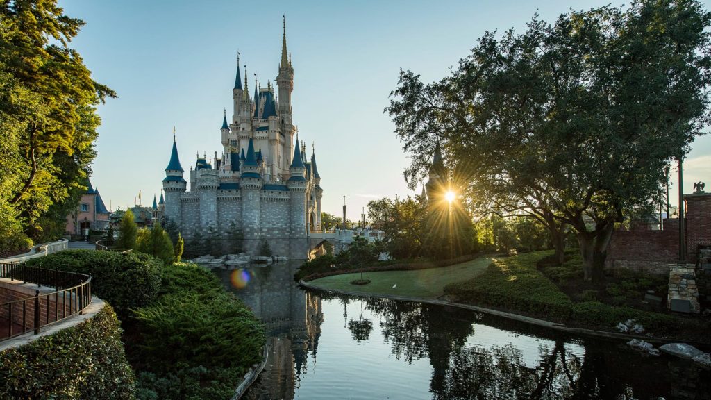 Walt Disney World’s Cinderella Castle at sunrise.