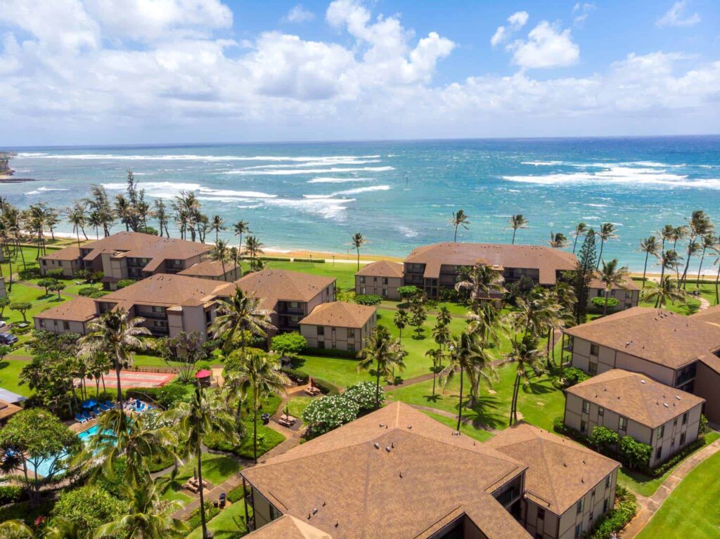 Pono Kai Resort on the coast of the Pacific Ocean in Kapaʻa Kauai, Hawaii.