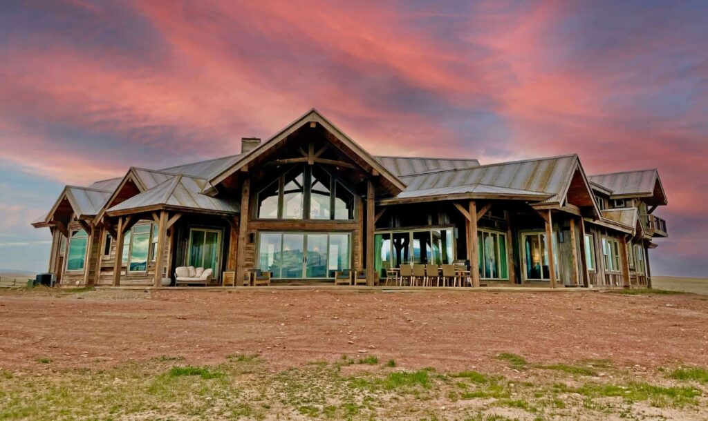 Lucky Man Ranch exterior at sunset