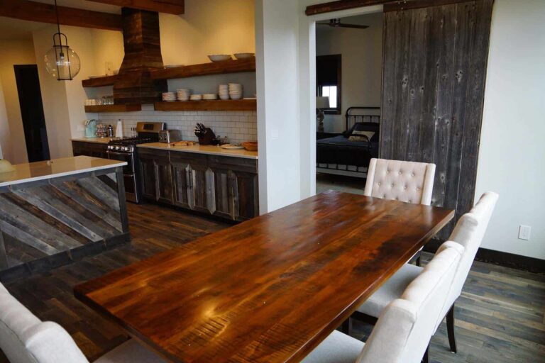 Sky Walker Ranch dining room with rustic dining table