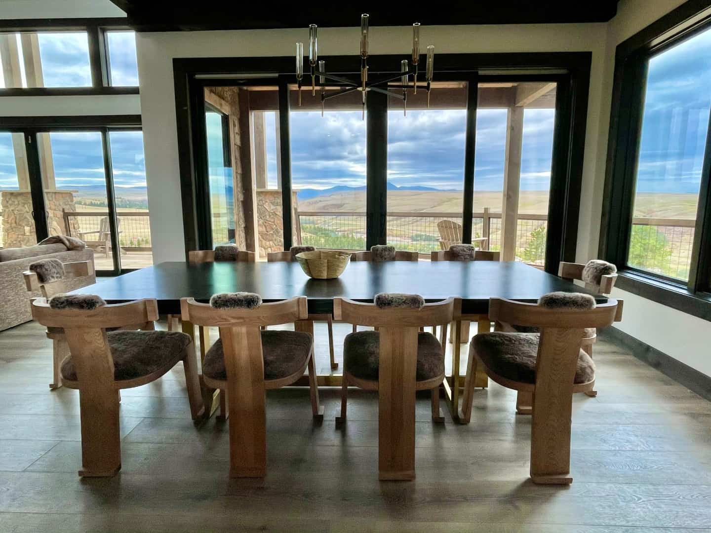 Sunset Ranch dining room with mountain view