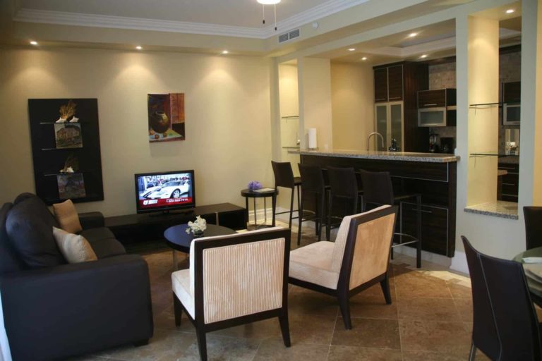 Living room with TV: 1 Bedroom Suite at The Atrium Resort