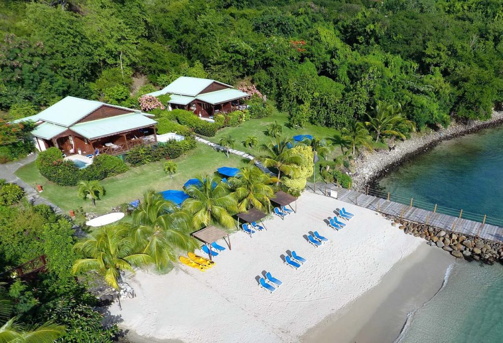 Calabash Cove’s Watersedge Cottages next to the resort’s secluded beach and boardwalk.