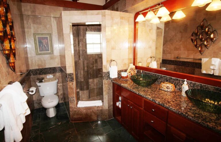 Sea View Vista Villa bathroom with glass-door shower