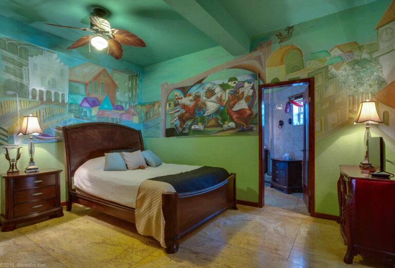 Luxury Seafront Premier Villa colorful queen bedroom suite