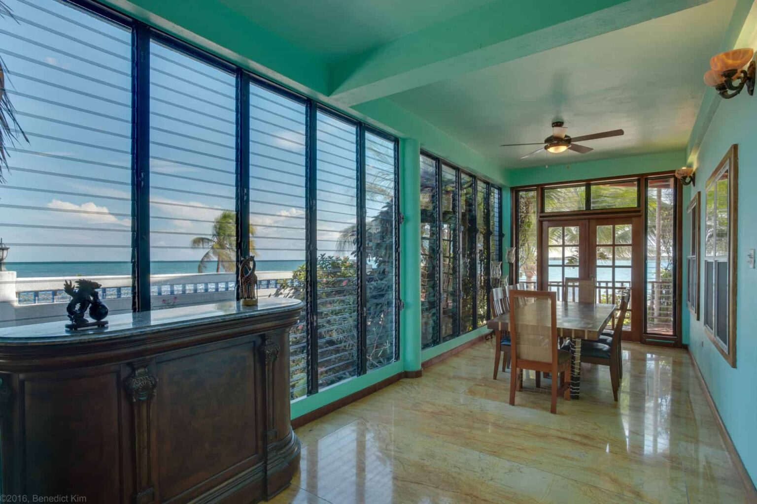 Luxury Seafront Premier Villa indoor veranda with beach view