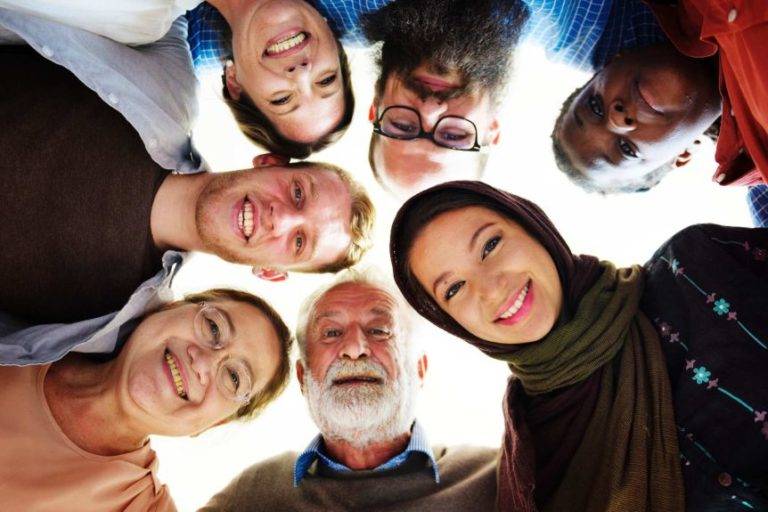 People Of Different Ages And Nationalities Having Fun Together.