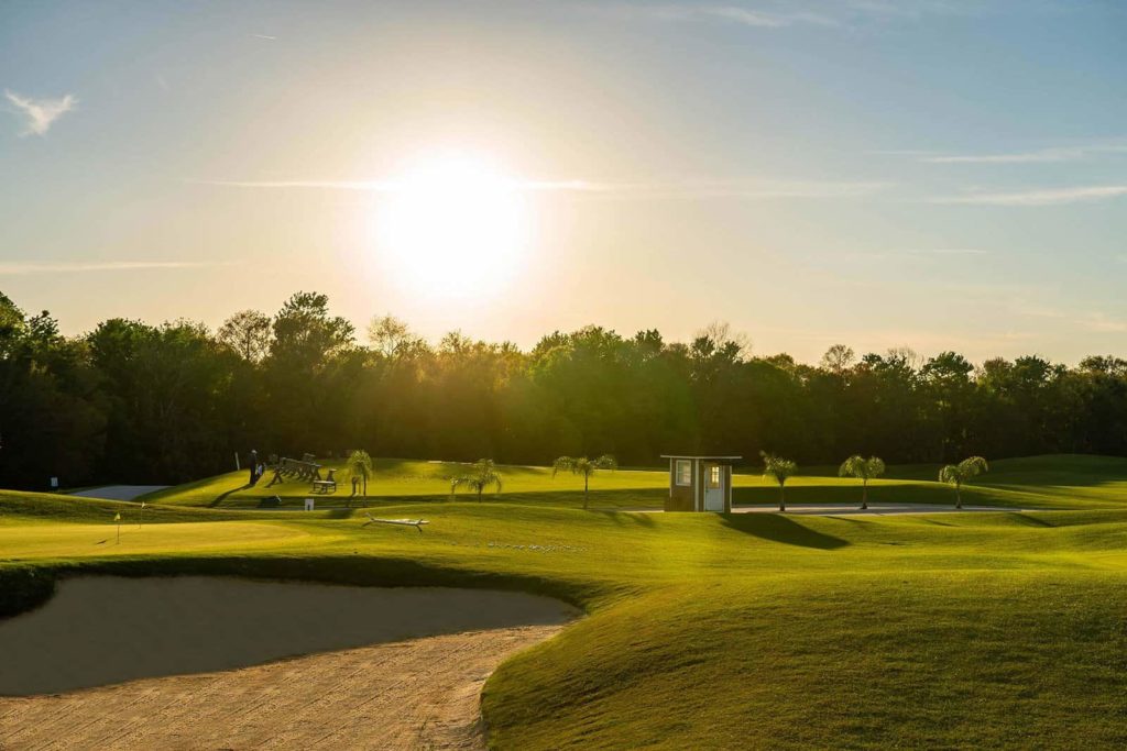 Sunset over the golf courses at Reunion Resort.