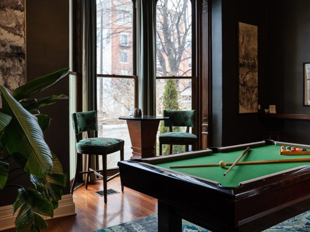 Pool table inside The Mansion on Delaware Avenue.