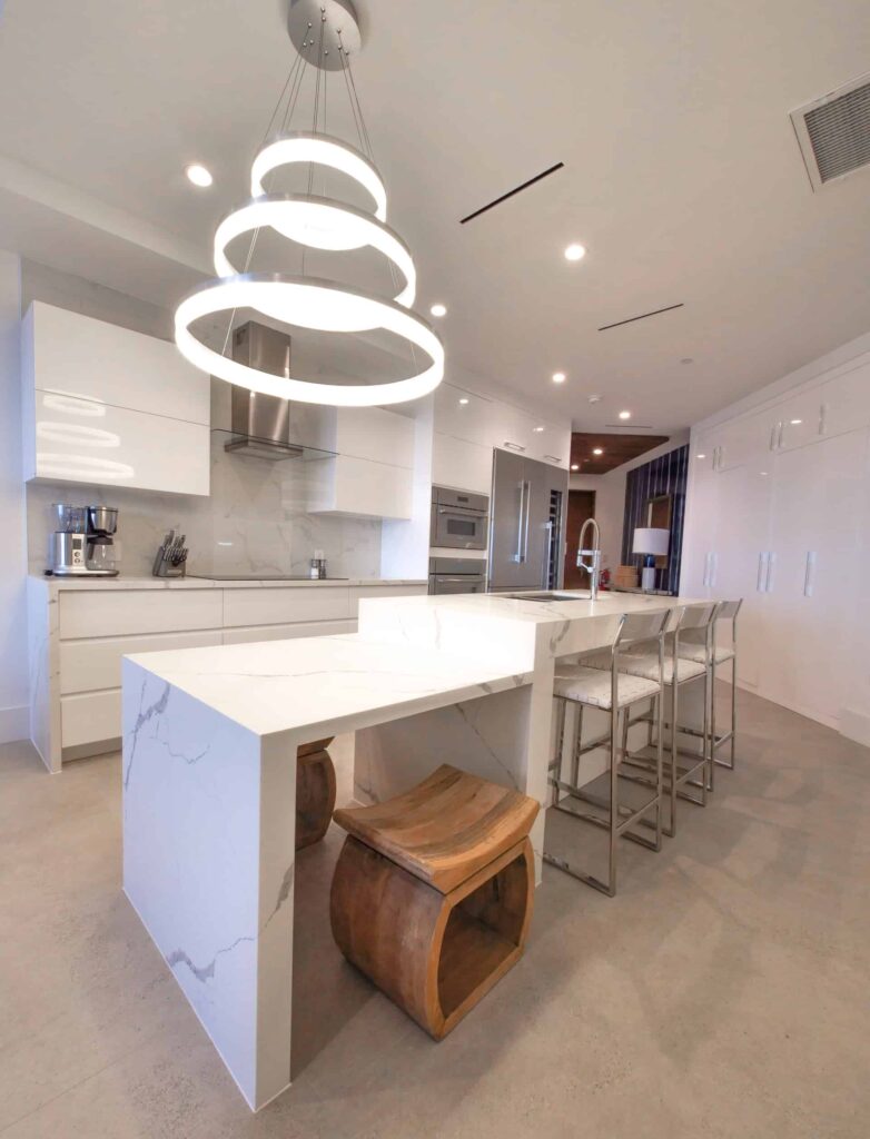 Modern kitchen with island barstool seating