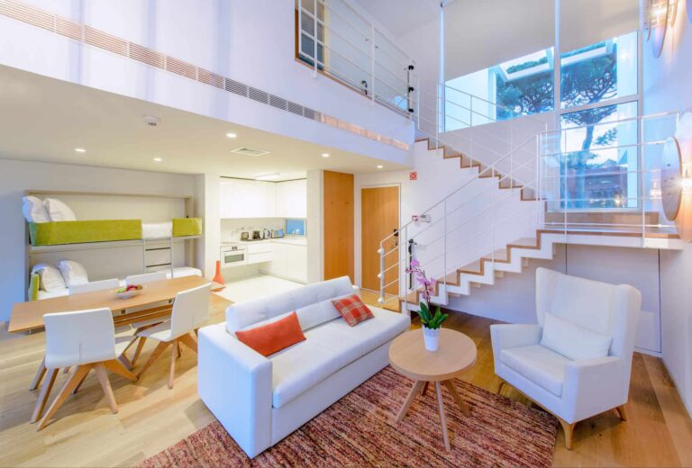 Grand Deluxe Villa living room with designer bunkbeds