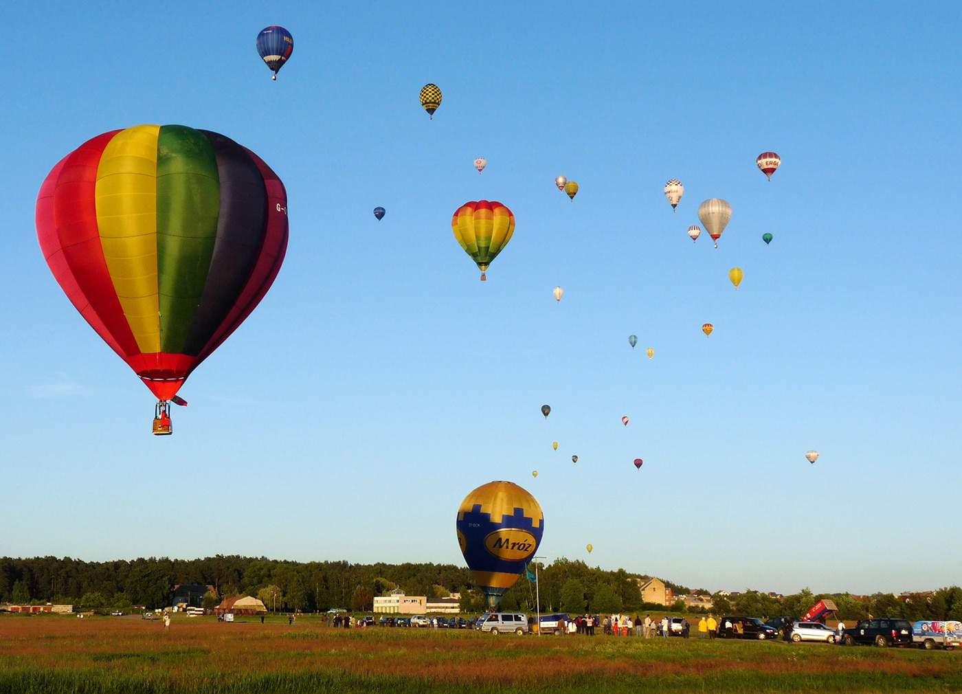 Group of hot air balloons in the sky