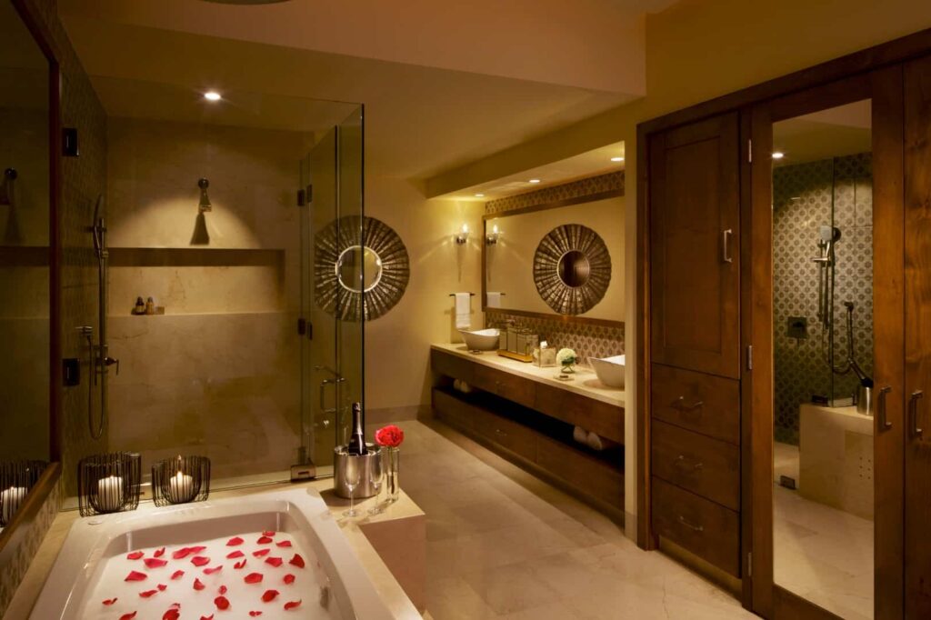 Grand Master Suite bathroom with Jacuzzi tub and walk-in shower