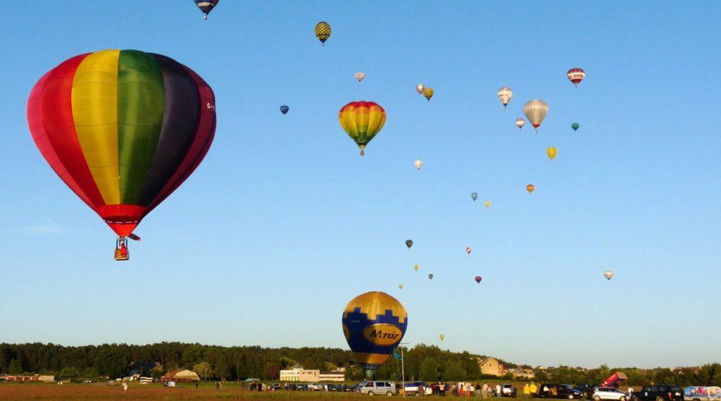 Hot air balloons being launched in the air