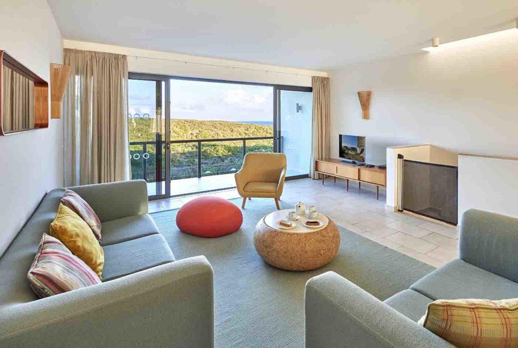 Living room with bay views at Martinhal Sagres