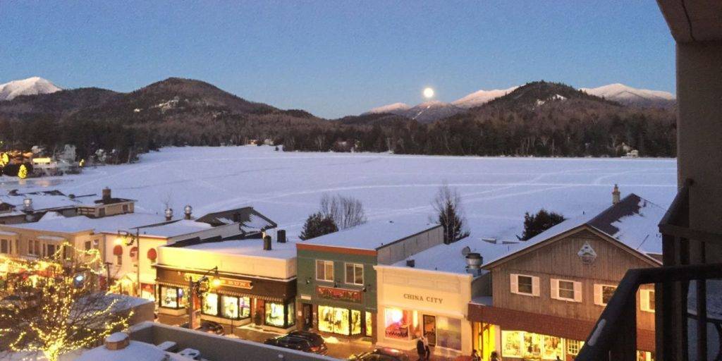 View of Main Street in the Olympic Village in Lake Placid, NY