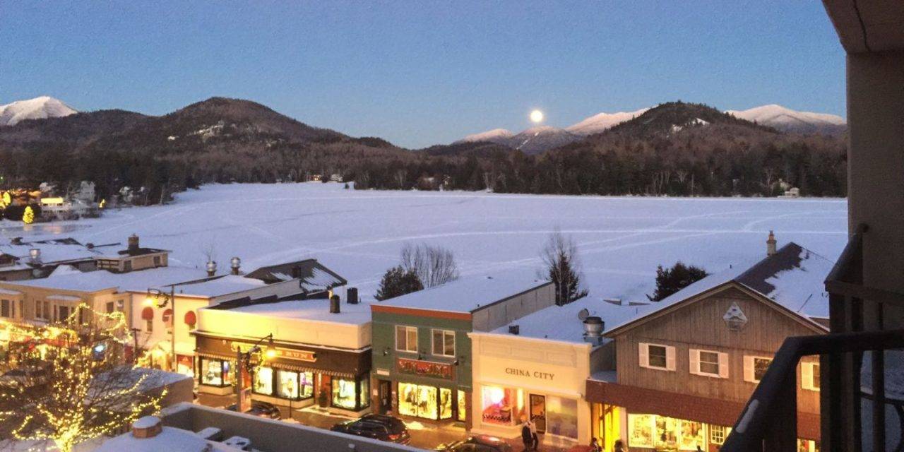 View of Main Street in the Olympic Village in Lake Placid, NY