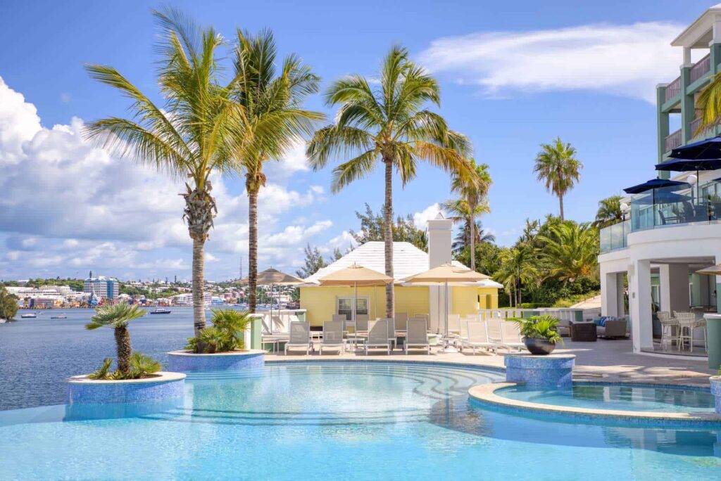 Newstead Belmont Hills infinity pool overlooking Bermuda’s Hamilton Harbour.