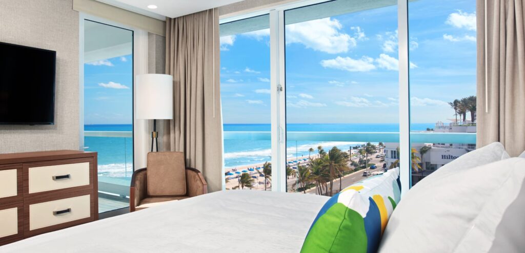 Ocean view suite with king bed at Conrad Fort Lauderdale Beach