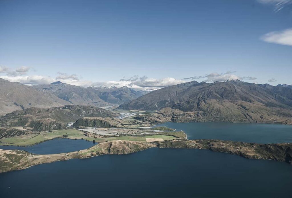 View of mountains and lakes of New Zealand
