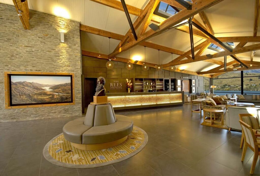 Hotel lobby and front desk of the Rees Hotel, New Zealand