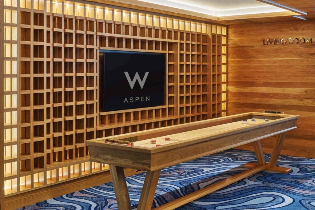 Shuffleboard table in the W Aspen lobby.