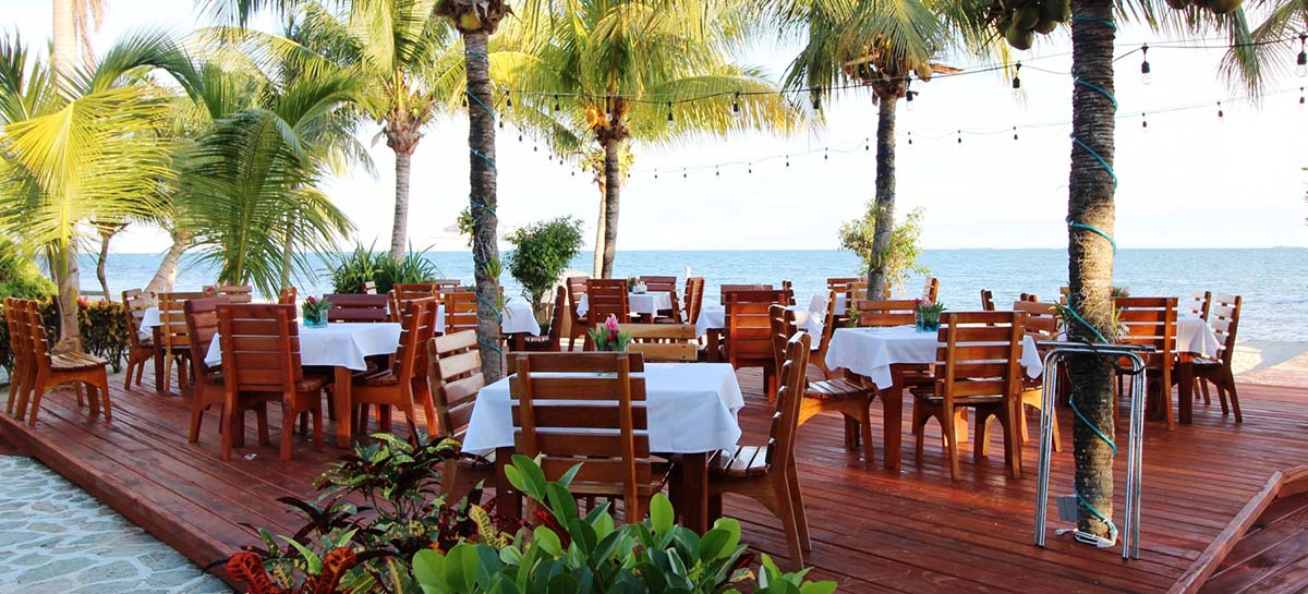 Patio beach side dining at Chabil Mar