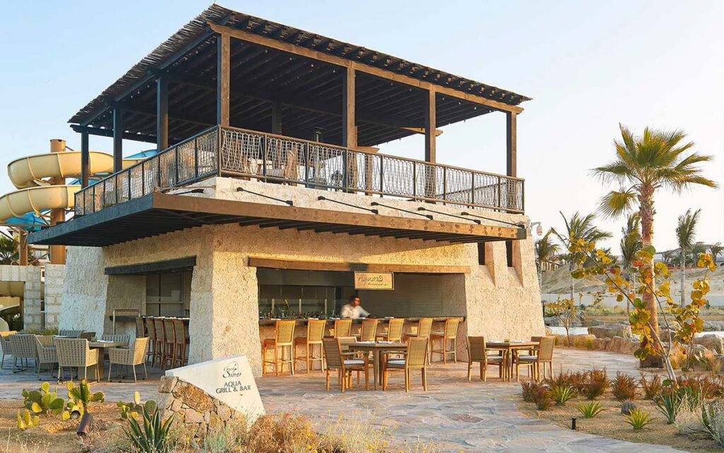 Outdoor bar and seating at Grand Solmar at Rancho San Lucas Resort