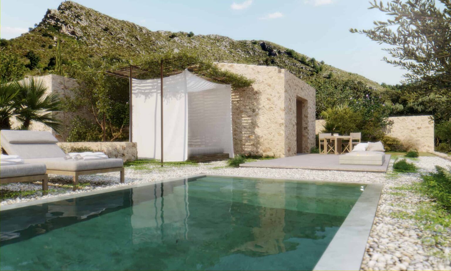 Es Racó d’Artà private terrace with pool
