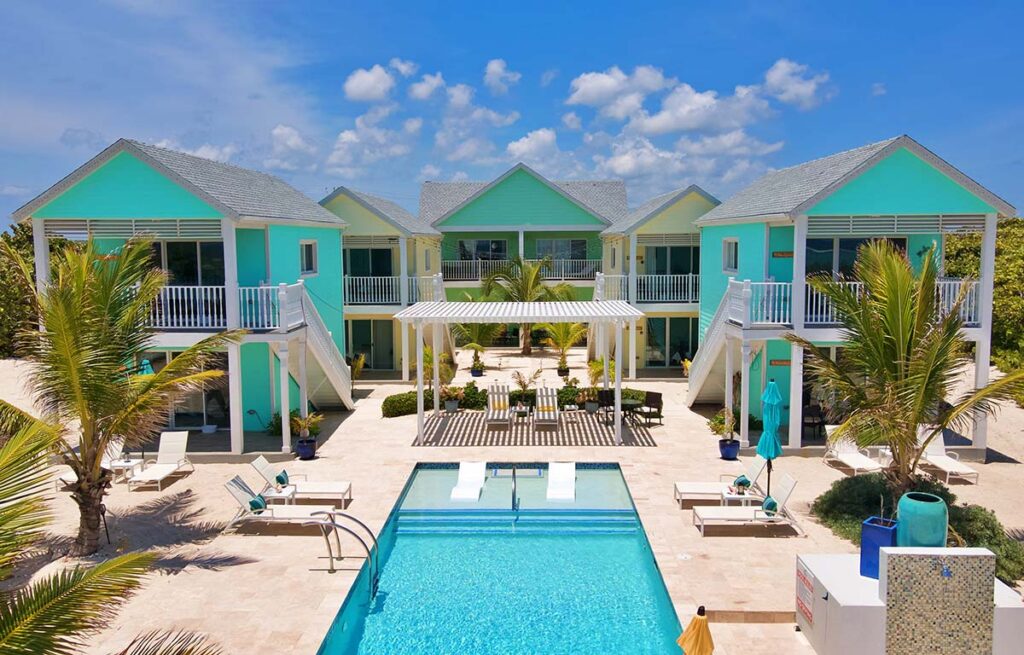 Overhead exterior view of the Cottages bed and breakfast