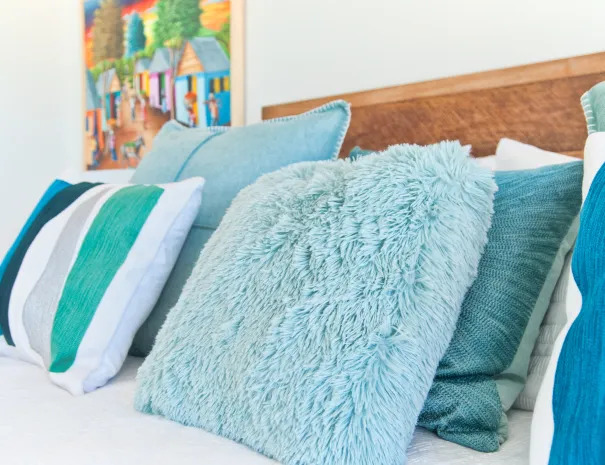 Blue Iguana guest room bed throw pillows