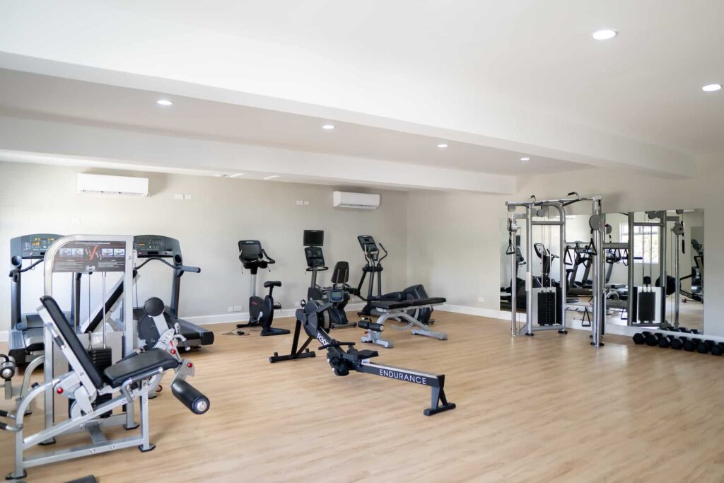 Cap Cove Resort fitness center with exercise stations
