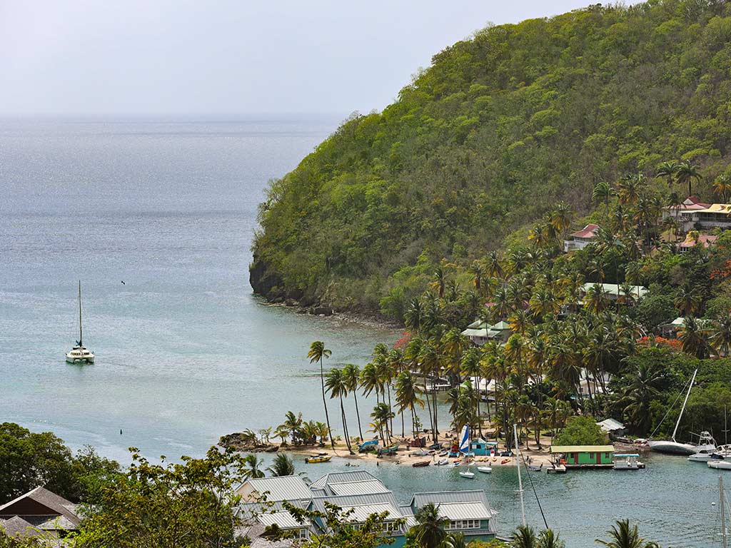 Vista de Marigot Bay en Santa Lucía
