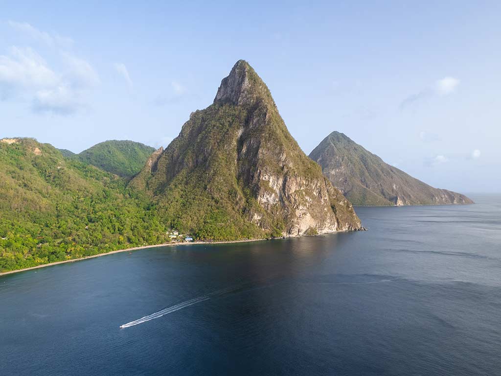View of the Pitons of St. Lucia
