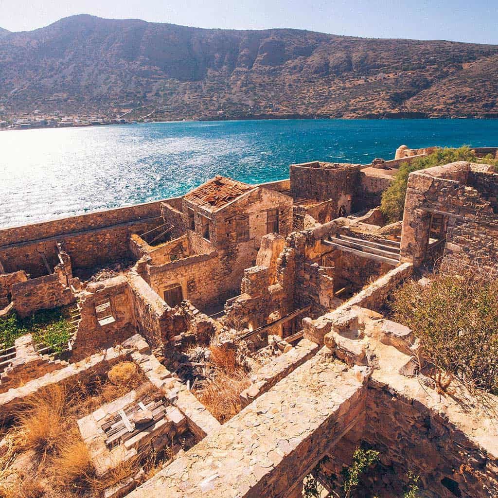 View of Spinalonga Island historical buildings | Crete, Greece