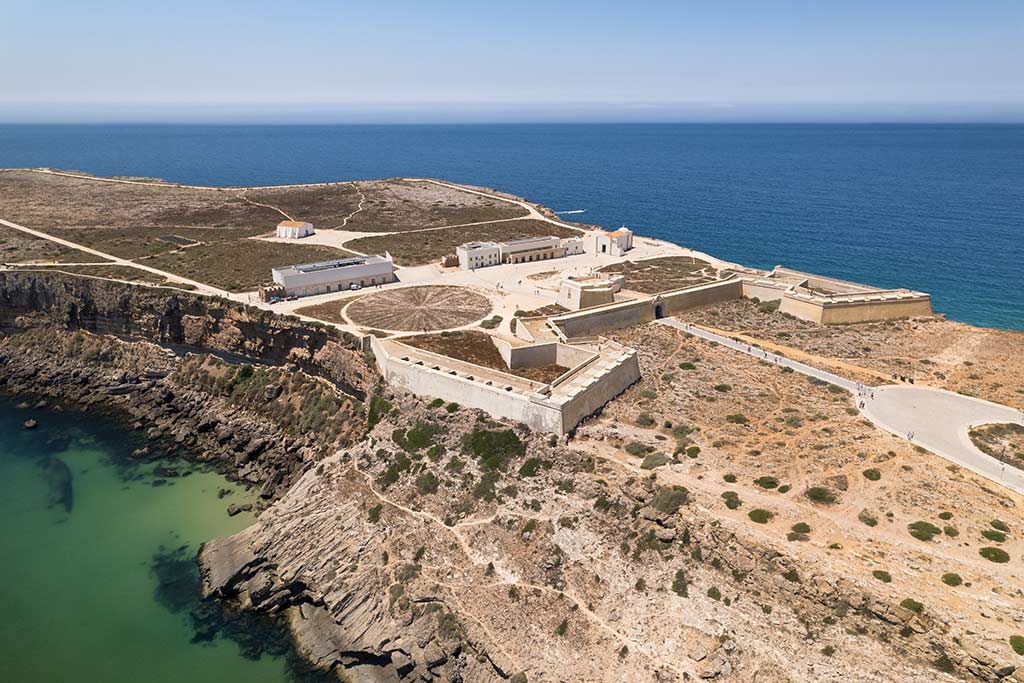 Aerial view of the Sagres Fortress in Algarve, Portugal