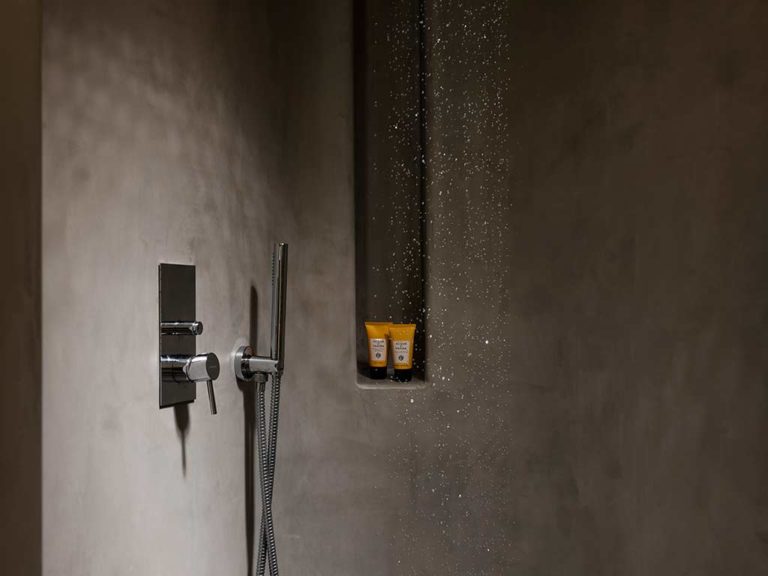 Boheme Mykonos - Superior Sea View Suite standalone shower with toiletries