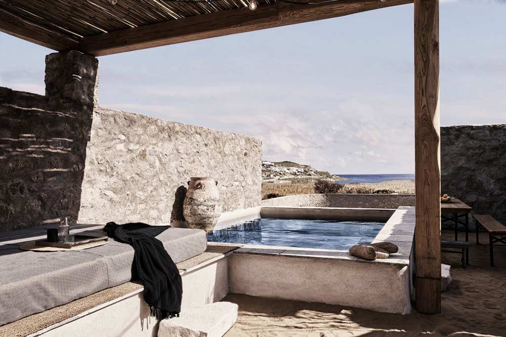 Nomad Mykonos - 2 Bedroom Suite covered terrace and outdoor pool