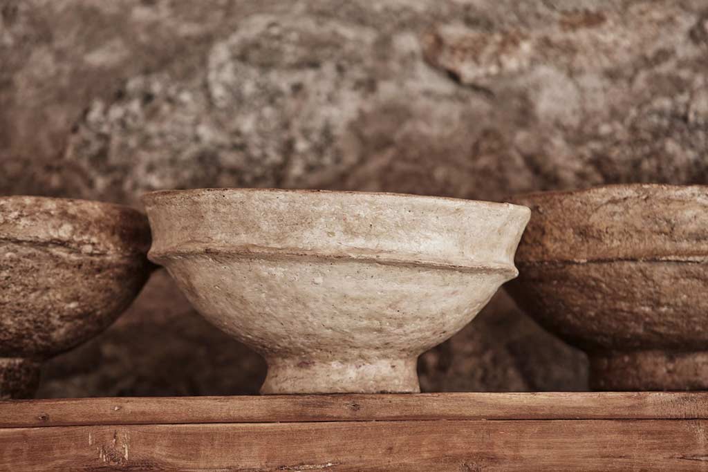 Handmade pottery at Nomad Mykonos