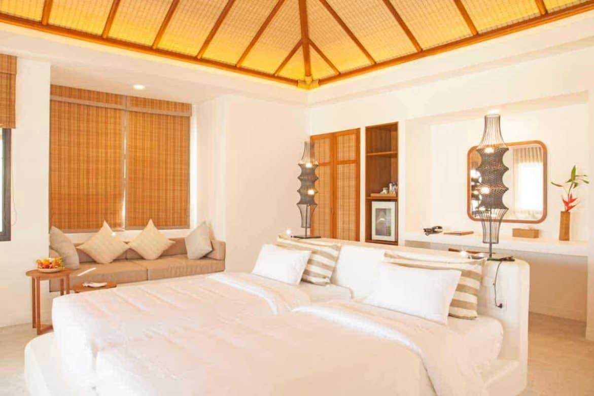 Three Bedroom Villa bedroom with twin beds at the Royal Sands Koh Rong