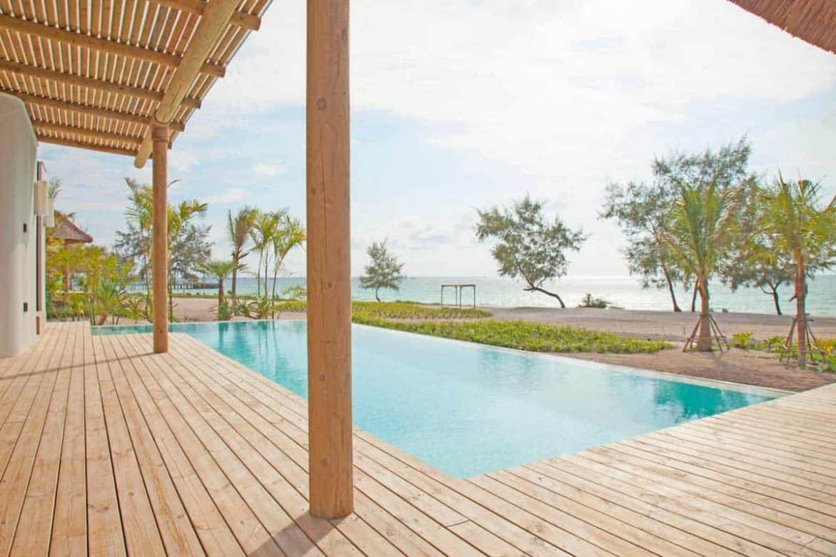 Terrace and pool of the private Beachfront Pool Villa at the Royal Sands Koh Rong