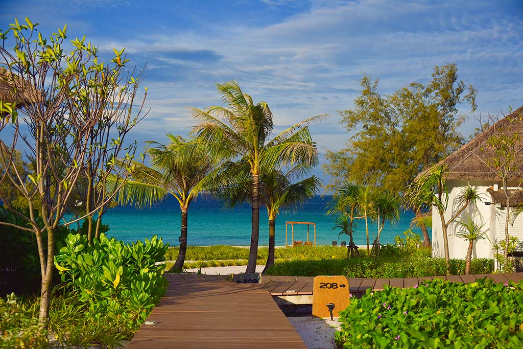 Walking path overlooking the ocean at the Royal Sands Koh Rong