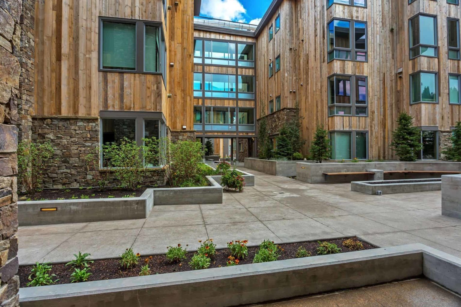 Stein Eriksen Residences exterior garden with planters