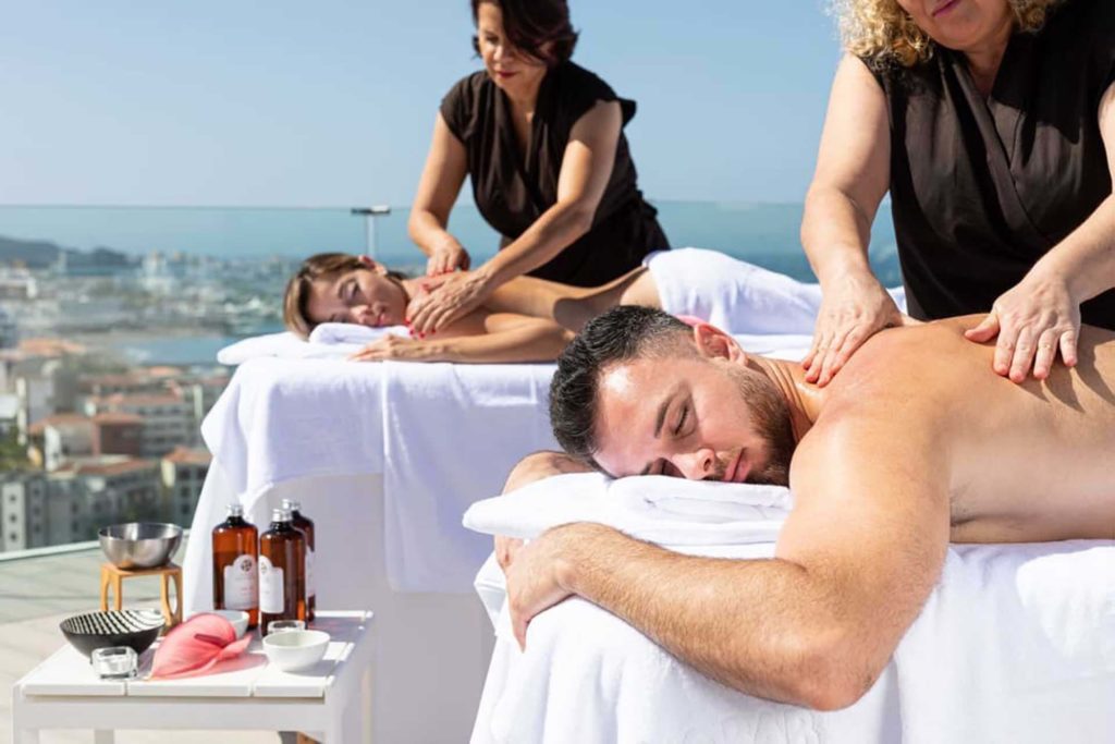 Couples massage on private outdoor terrace | Baobab Suites