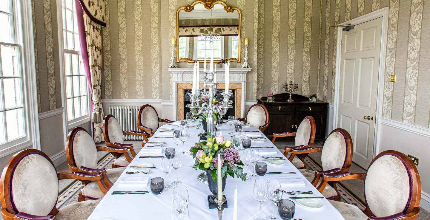 Formal private dining room at Brockencote Hall