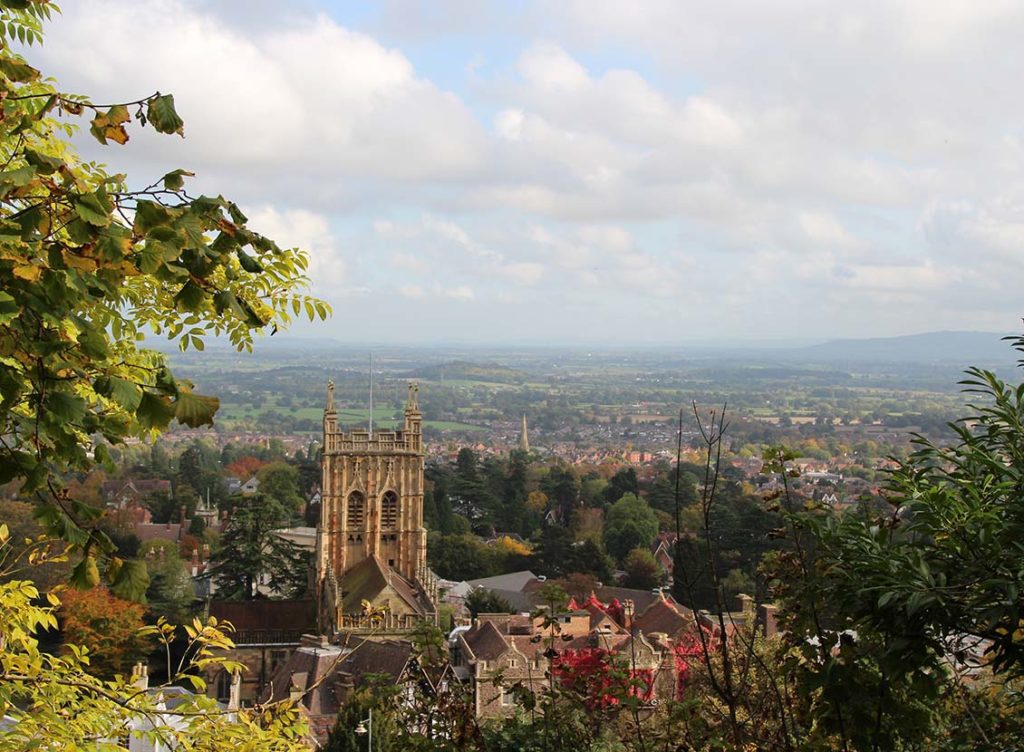 Vista aérea de la cita de Worcester, Reino Unido