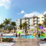 Concept art: People at the pool and splash area at Embassy Suites by Hilton Orlando Sunset Walk